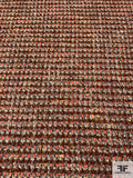 Italian Wool Blend Flattened Boucle Jacket Weight Tweed with Gold Lurex Yarn - Shades of Orange / Tan / Lurex Gold
