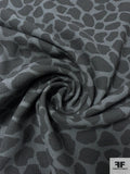 Italian Animal Pattern Printed Double Faced Wool Crepe - Grey / Charcoal