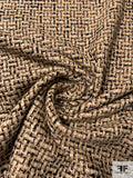 Italian Timeless Wool Blend Jacket Weight Tweed - Tan / Natural / Black