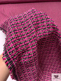 Italian Chanel-Look Tweed Suiting - Hot Pink / Beige / Black
