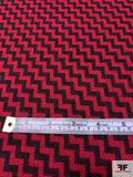 Italian Diagonal Chevron Yarn-Dyed Lightweight Wool Suiting - Red / Black