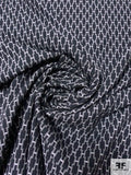 Italian Reversible Geometric Lattice Stretch Suiting - Grey / Black / White