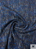 Italian Classic Wool Blend Tweed Suiting - Blue / Brown / White