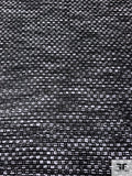 Italian Basketweave Jacket Weight Tweed with Sheen Finish - Black / White