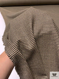 Italian Mini Houndstooth Wool Blend Suiting with Stretch - Midnight Brown / Tan