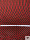 Italian Ditsy Paisley Printed Wool Gabardine Flannel Panel - Maroon / Army Green / Navy