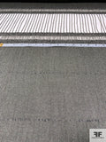 Italian Striped and Fringed Light Wool Gabardine Shawl Panel - Dusty Olive Green / Sage-Tan