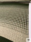 Italian Houndstooth Flat Boucle  Tweed Panel - Dark Olive / Cream