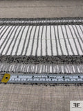 Italian Striped and Fringed Light Wool Gabardine Shawl Panel - Sand / Beige