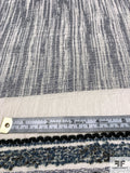 Italian Ethnic Chevron Soft Laundered Cotton Tweed Suiting Panel - Denim Navy / Ivory