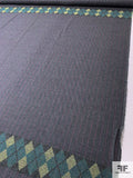 Italian Striped and Argyle Gabardine Flannel Wool Suiting Panel - Heather Grey / Hot Pink / Greens