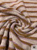 Italian Striped Wool Blend Boucle Jacket Weight - Ochre / Dusty Lavender / Beige / Black