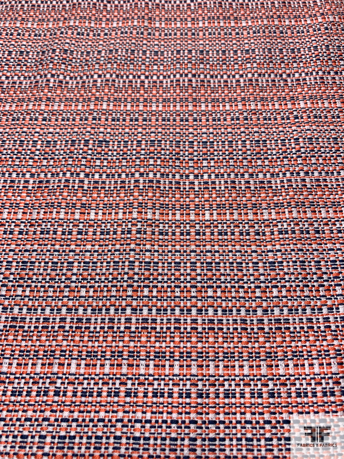 Italian Cotton Tweed Suiting - Orange / White / Blue