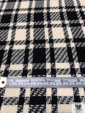 Italian Plaid Wool Tweed Suiting - Black / Light Ivory