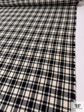 Italian Plaid Wool Tweed Suiting - Black / Light Ivory