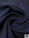 Italian Plaid Wool Flannel Jacket Weight - Navy / Black
