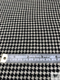 Italian Reversible Small Houndstooth Wool Jacket Weight Tweed - Black / Dusty Ivory