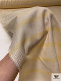Italian Striped Polyester-Rayon Pique - Muted Yellow / Ivory