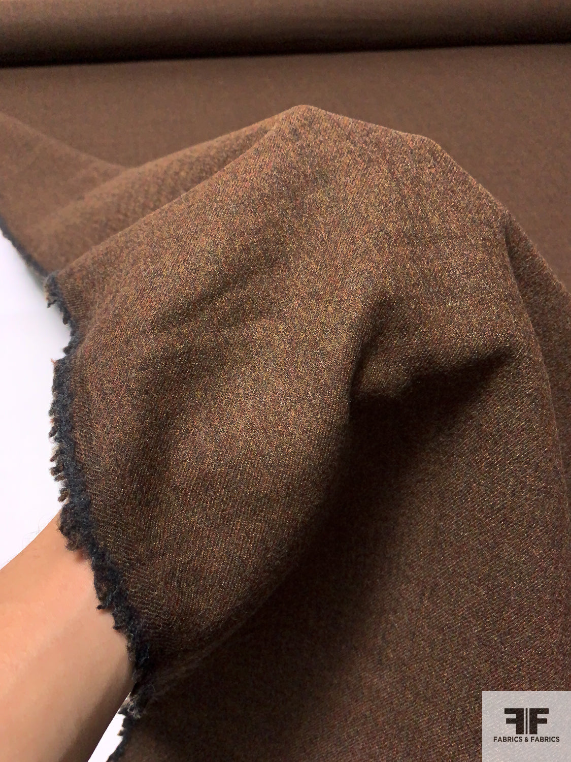 Italian Solid 2-Ply Double Sided Light Wool Flannel - Brown