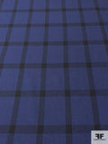 Windowpane Plaid Twill Weave Wool Blend Jacket Weight - Navy / Black