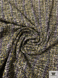 Classic Soft Wool Blend Tweed Suiting with Boucle Yarns - Chartreuse / Black / Off-White