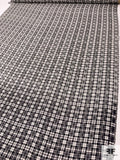 Box Plaid Printed Silk Georgette - Black / Off-White
