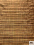 Micro Plaid Yarn-Dyed Silk Shantung - Browns / Antique Olive / Muted Gold