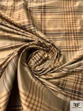 Plaid Yarn-Dyed Silk Shantung - Browns / Antique Beige
