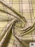 Plaid Yarn-Dyed Silk Taffeta - Light Pastel Green / Dark Taupe / Light Beige