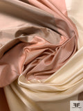 Wide Vertical Striped Yarn-Dyed Silk Taffeta - Dusty Rose / Tan / Beige