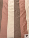 Wide Vertical Striped Yarn-Dyed Silk Taffeta - Dusty Rose / Tan / Beige