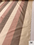 Wide Vertical Striped Yarn-Dyed Silk Taffeta - Dusty Rose / Tan / Beige