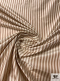 Railroad Striped Yarn-Dyed Silk Taffeta - Soft Brown / Cream