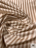 Railroad Striped Yarn-Dyed Silk Taffeta - Soft Brown / Cream