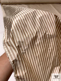 Railroad Striped Yarn-Dyed Silk Taffeta - Soft Brown / Cream