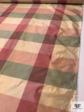 Box Plaid Yarn-Dyed Silk Taffeta - Dusty Raspberry / Sage / Dusty Blush