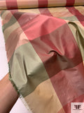 Box Plaid Yarn-Dyed Silk Taffeta - Dusty Raspberry / Sage / Dusty Blush