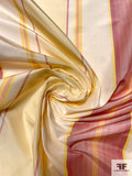 Vertical Striped Yarn-Dyed Silk Taffeta - Dusty Rose / Yellow / Cream