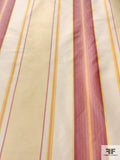 Vertical Striped Yarn-Dyed Silk Taffeta - Dusty Rose / Yellow / Cream