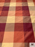 Plaid Yarn-Dyed Silk Taffeta - Antique Maroon / Antique Burnt Orange / Olive Biscotti