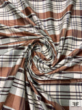 Plaid Yarn-Dyed Silk Shantung - Brown / Dark Brown / Ivory / Faded Purple