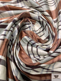 Plaid Yarn-Dyed Silk Shantung - Brown / Dark Brown / Ivory / Faded Purple