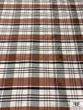 Plaid Yarn-Dyed Silk Shantung - Brown / Dark Brown / Ivory / Faded Purple