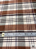 Plaid Yarn-Dyed Silk Shantung - Brown / Dark Brown / Ivory / Faded Purple