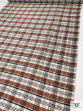 Plaid Yarn-Dyed Silk Shantung - Brown / Dark Brown / Ivory / Faded Purple