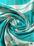 Plaid Yarn-Dyed Silk Shantung - Turquoise / Coral-Orange / Seafoam