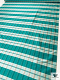 Plaid Yarn-Dyed Silk Shantung - Turquoise / Coral-Orange / Seafoam