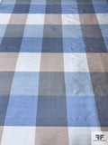 Plaid Yarn-Dyed Silk Shantung - Blues / Tan / Grey