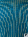 Vertical Striped Yarn-Dyed Silk Taffeta - Teal-Blue / Taupe