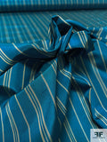 Vertical Striped Yarn-Dyed Silk Taffeta - Teal-Blue / Taupe